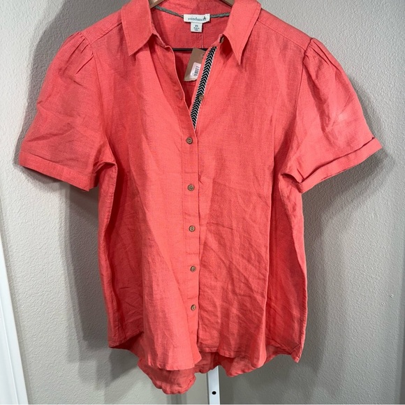 Sundance Classic Tales shirt Half Pink/Coral Linen Shirt Size XS - Picture 3 of 7